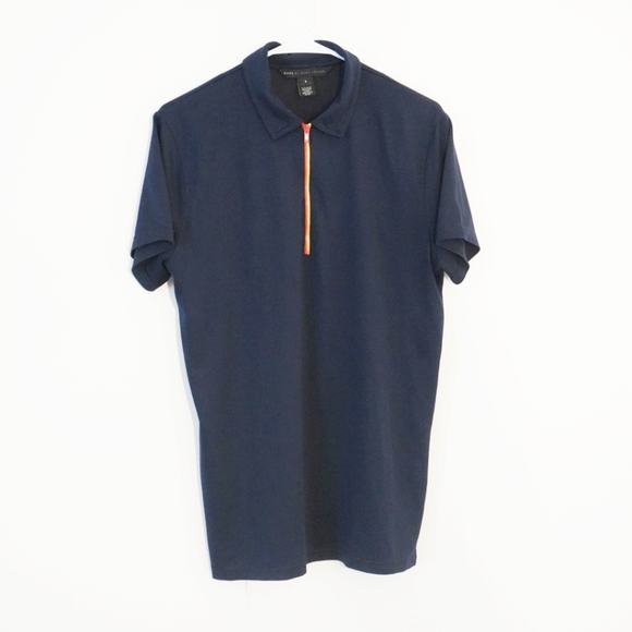 MARC BY MARC JACOBS Navy Zipper Golf Polo Shirt - Picture 2 of 7
